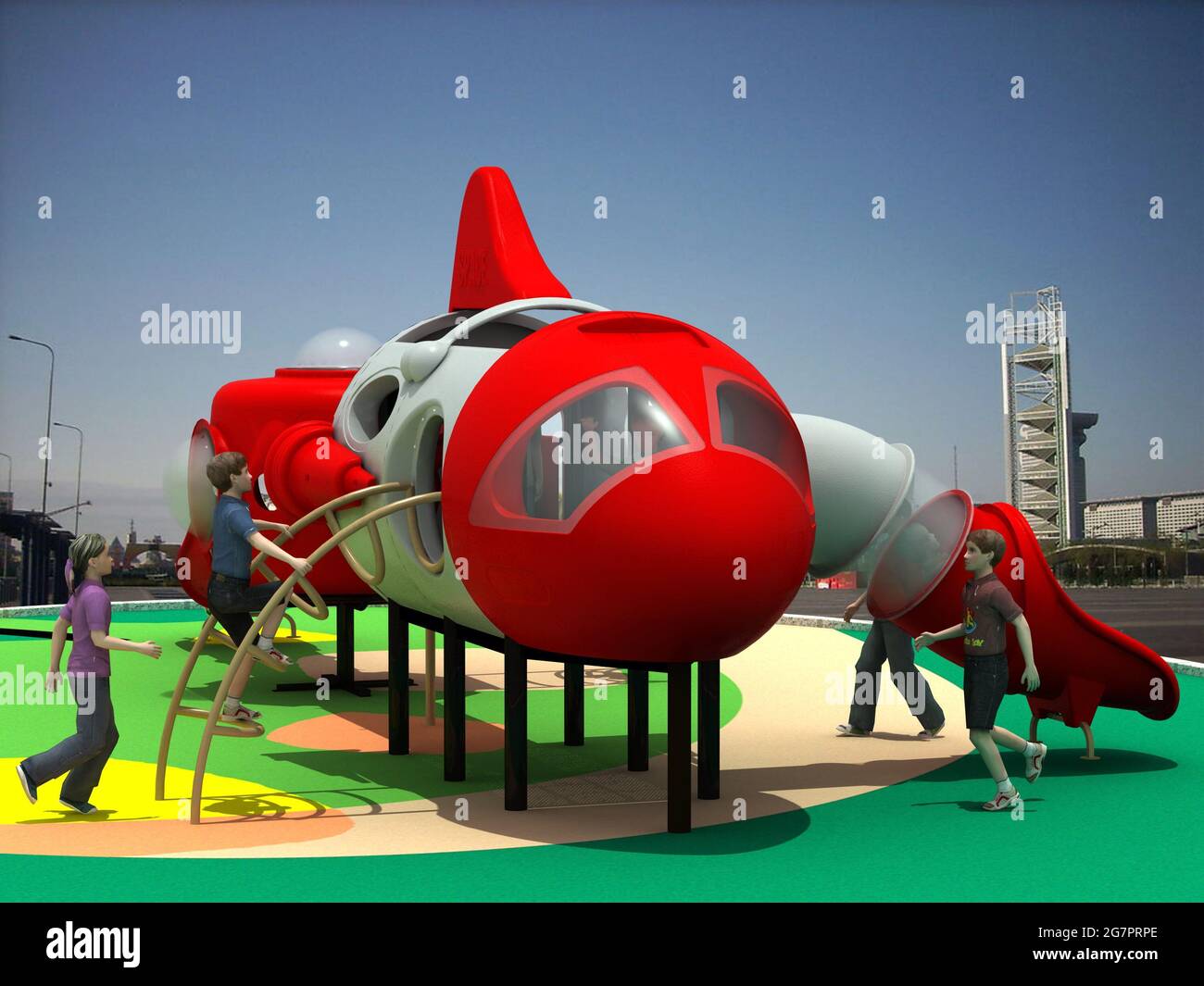 PARQUE DE JUEGOS PARA NIÑOS, SPIELEN PARK FÜR KINDER – RENDER Stockfoto