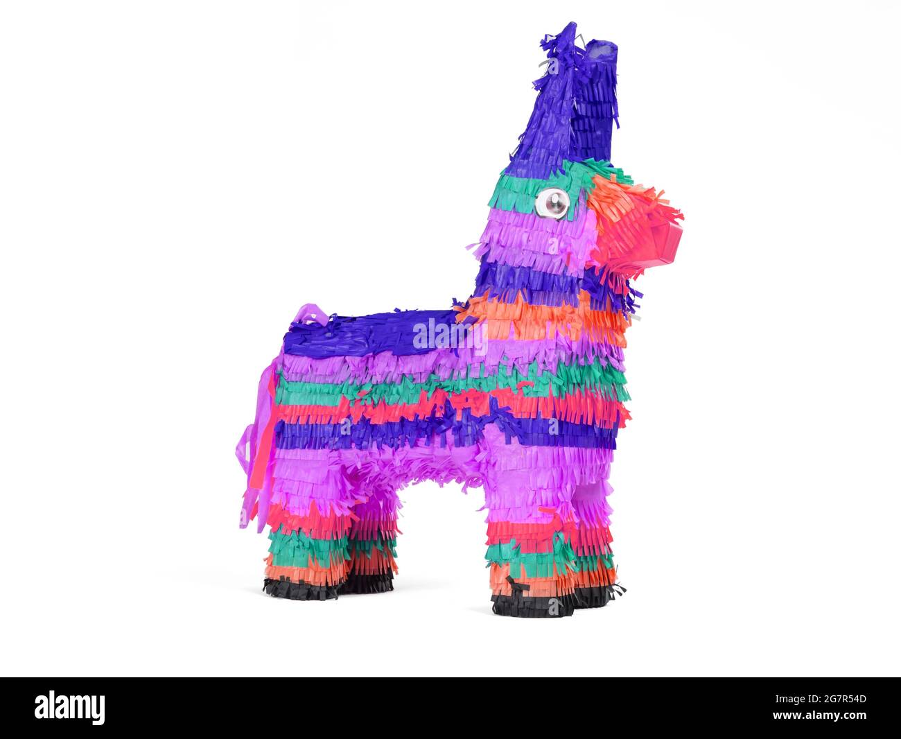 Helle bunte Esel Pinata isoliert auf weißem Hintergrund Stockfoto