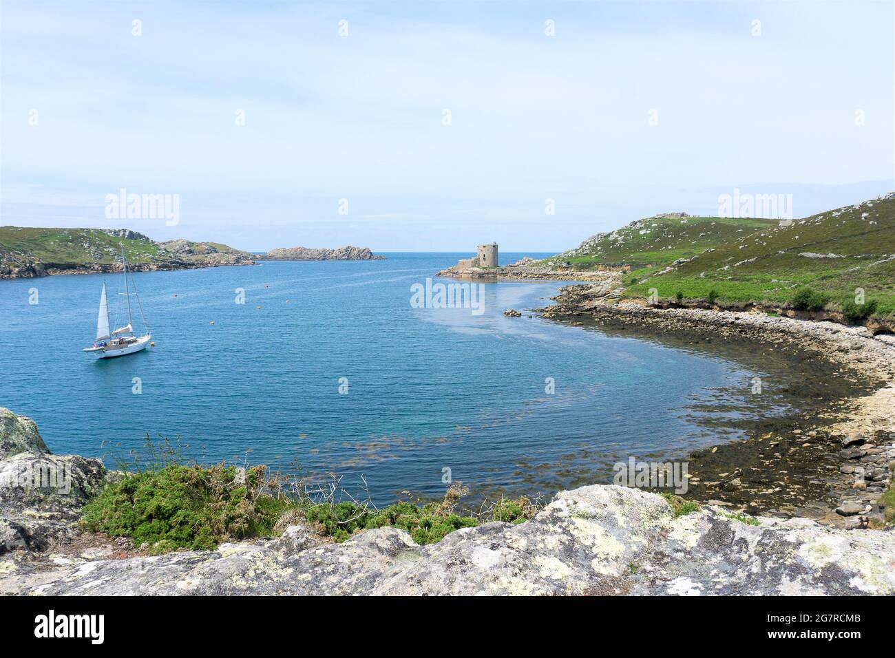 Cromwell's Burg auf Tresco, Isles of Scilly, Cornwall, Großbritannien Stockfoto