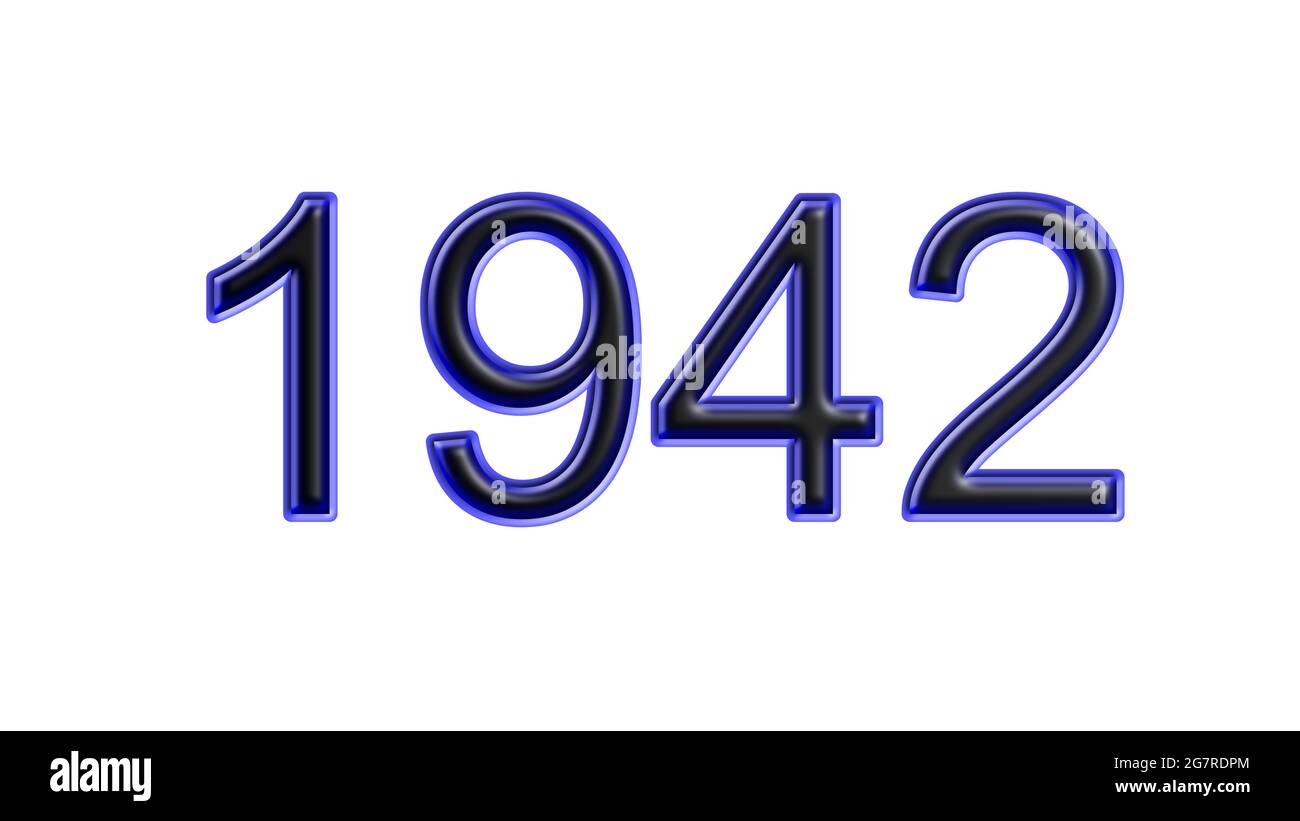 Blauer 1942-number-3d-Effekt weißer Hintergrund Stockfoto