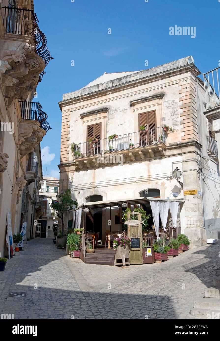 Scicli (Sizilien, Siracusa, Italien) Stadt Barocco Stockfoto
