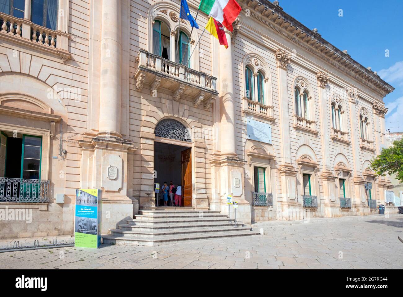 Das Rathaus von der barocken Stadt Scicli. Ragusa, Sizilien, Italien Stockfoto
