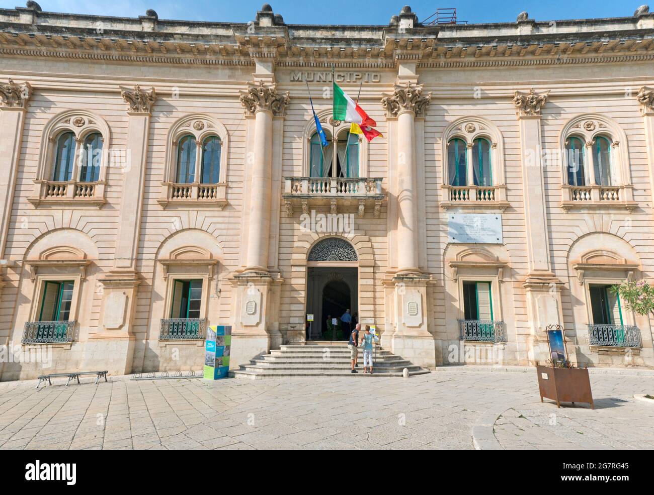 Das Rathaus von der barocken Stadt Scicli. Ragusa, Sizilien, Italien Stockfoto