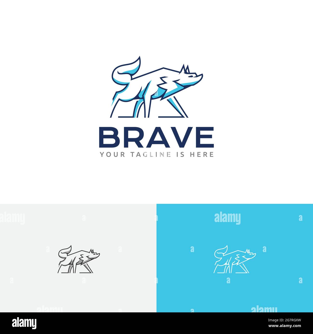 „Brave Beast Alpha Wolf Wild Wildlife“-Logo Stock Vektor