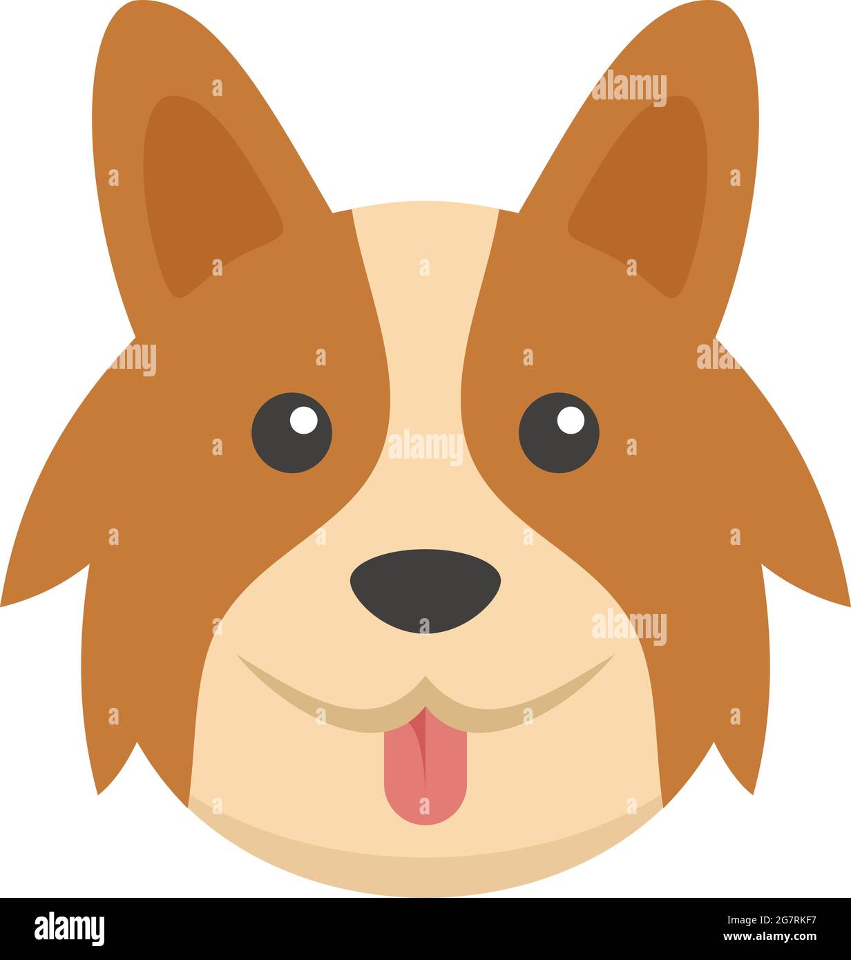 Niedliche Corgi-Hündin-Ikone. Flache Illustration von niedlichen Corgi Hund Vektor-Symbol isoliert auf weißem Hintergrund Stock Vektor