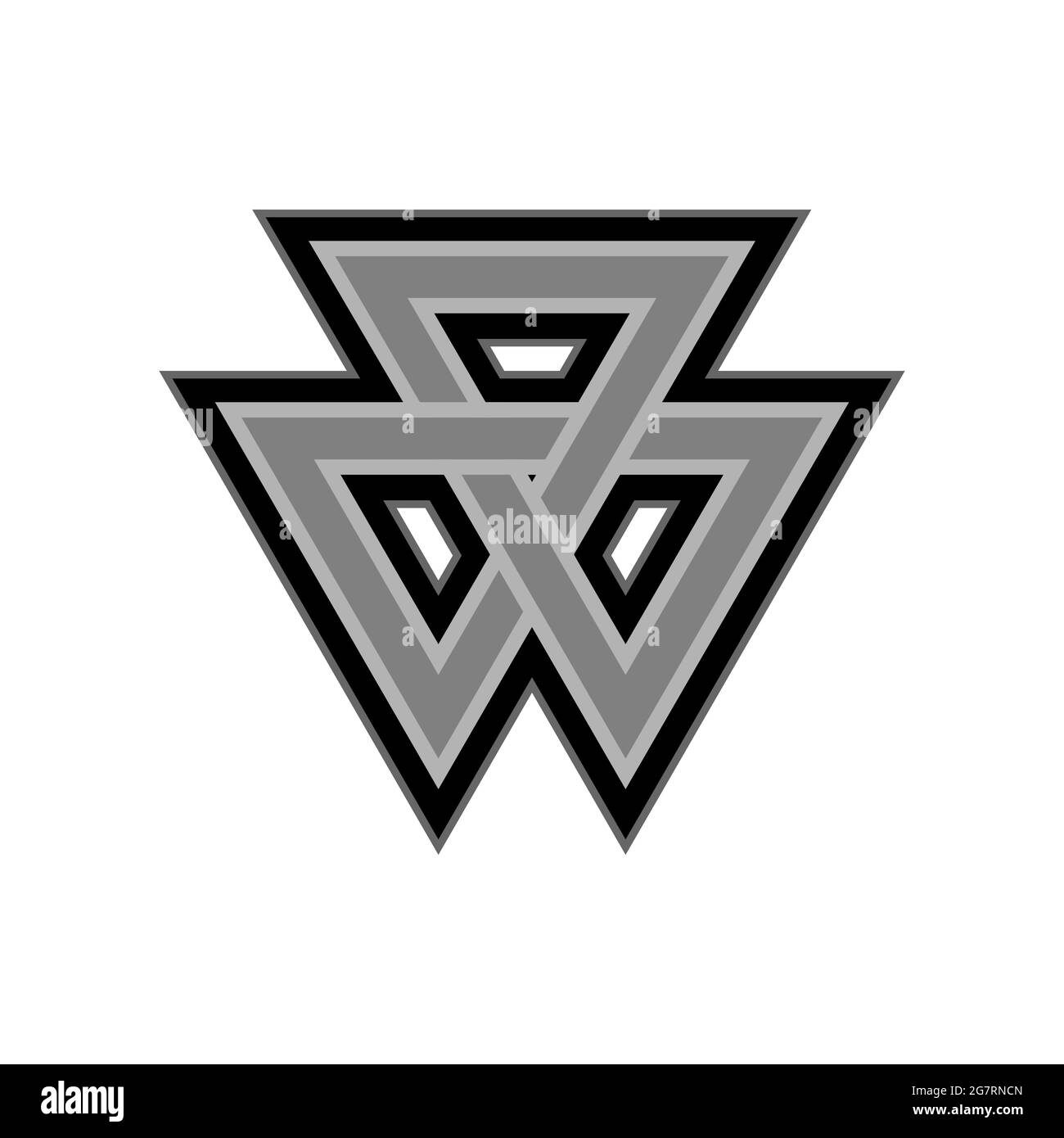 Keltisches Muster isoliert auf weißem Hintergrund. Skandinavisches Design. Dekoratives Wikingerlogo Stock Vektor