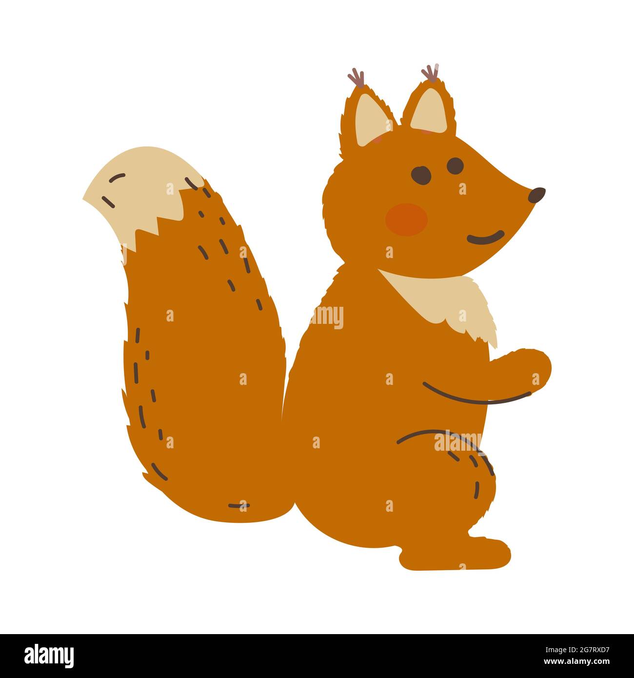 Nettes Eichhörnchen handgezeichnete Ikone. Waldtier Stock Vektor