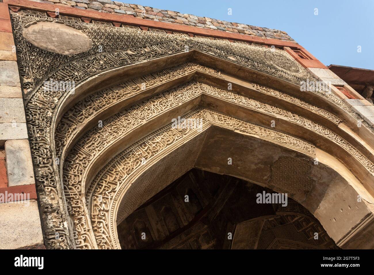 Nahaufnahme der Architektur des Sikandar Lodi-Grabes, in den Lodi Gardens in Neu-Delhi, Indien Stockfoto