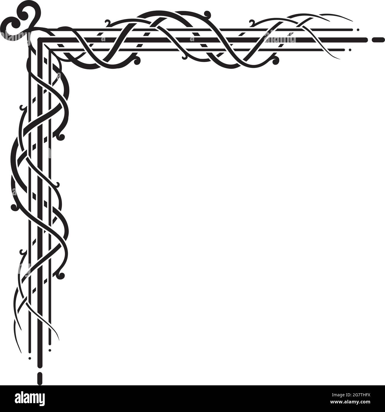 Vektorgrafik im Art Deco-Stil mit ineinanderverschränkten Linien, die eine Ecke bilden Stock Vektor