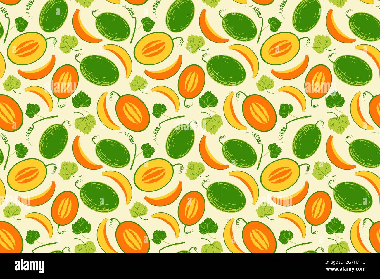 Reife gelbe Melone nahtloses Muster Stock Vektor