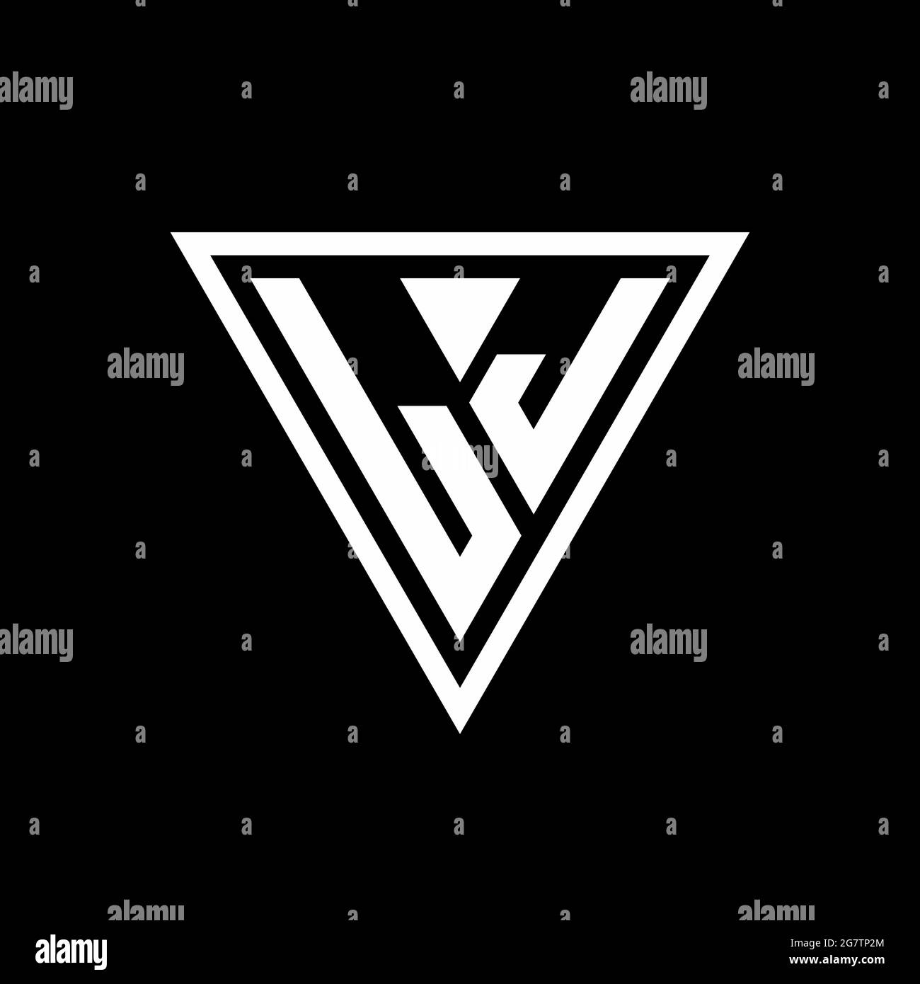LJ Logo Monogramm mit tirangle Form isoliert auf schwarzem Hintergrund geometrische Vektor-Symbol Stock Vektor