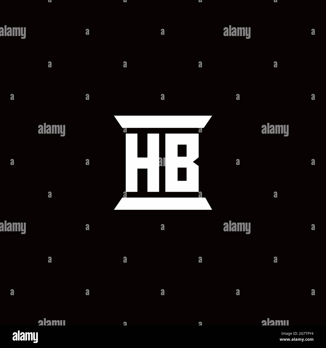 HB-Logo Initial Letter Monogramm mit Säule Form Design-Vorlage in schwarzem Hintergrund isoliert Stock Vektor