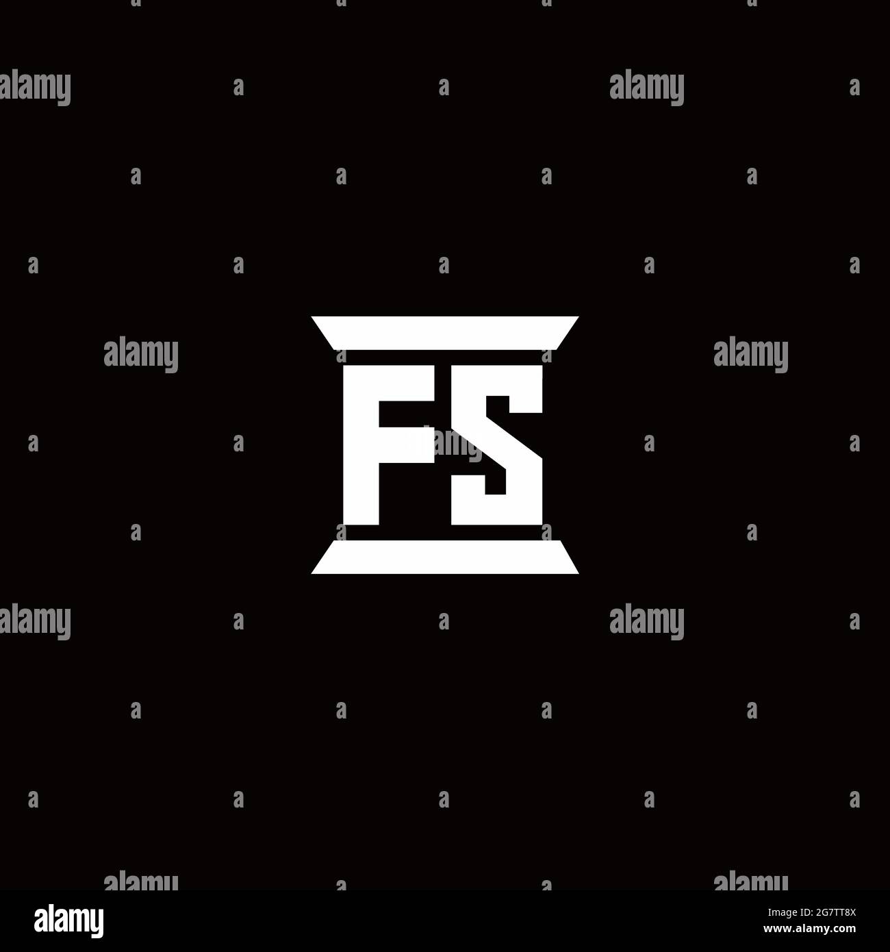 FS-Logo Initial Letter Monogramm mit Säule Form Design-Vorlage in schwarzem Hintergrund isoliert Stock Vektor