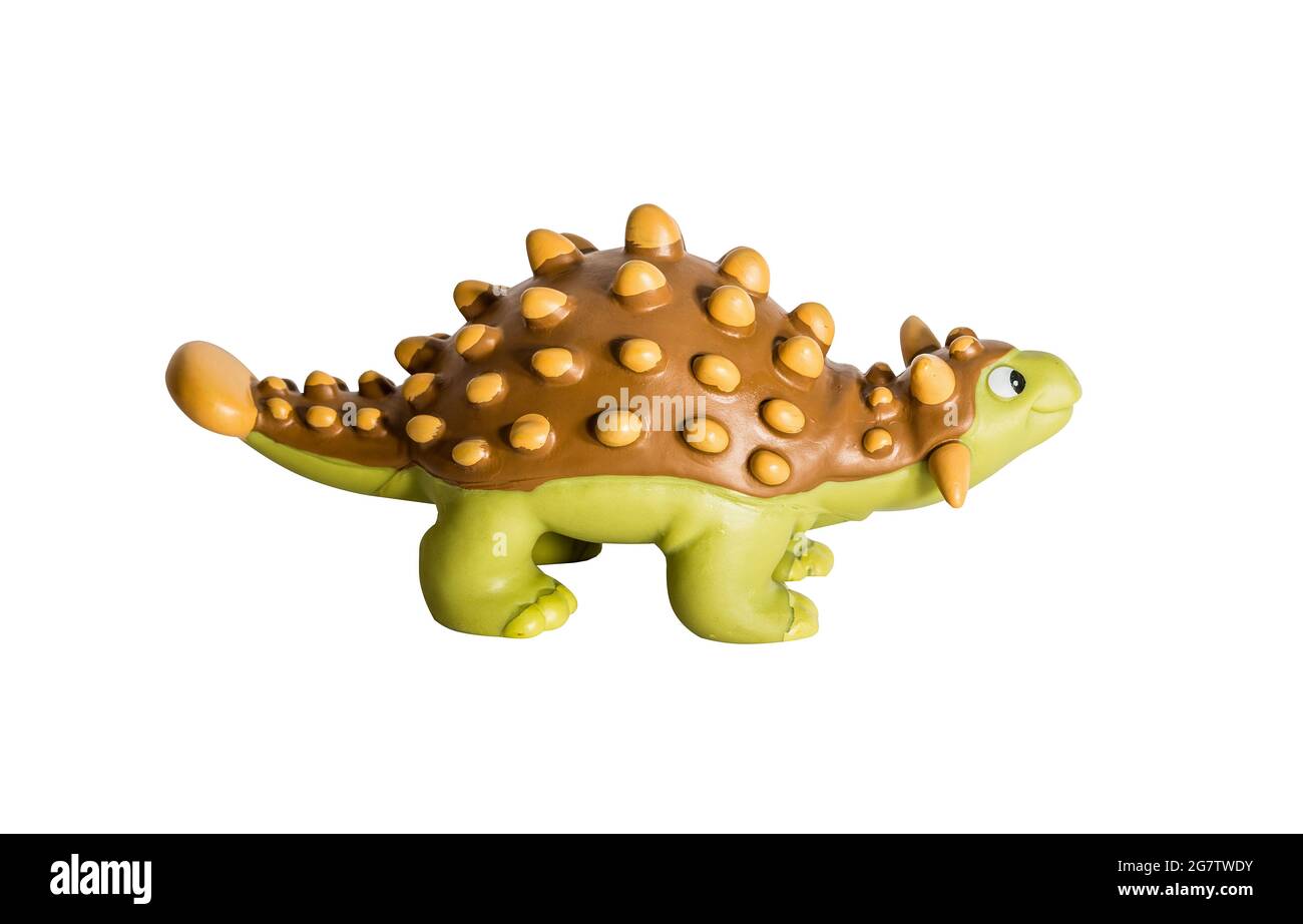 Kunststoff-Dinosaurier-Spielzeug, Ankylosaurus isoliert auf weißem Hintergrund Stockfoto
