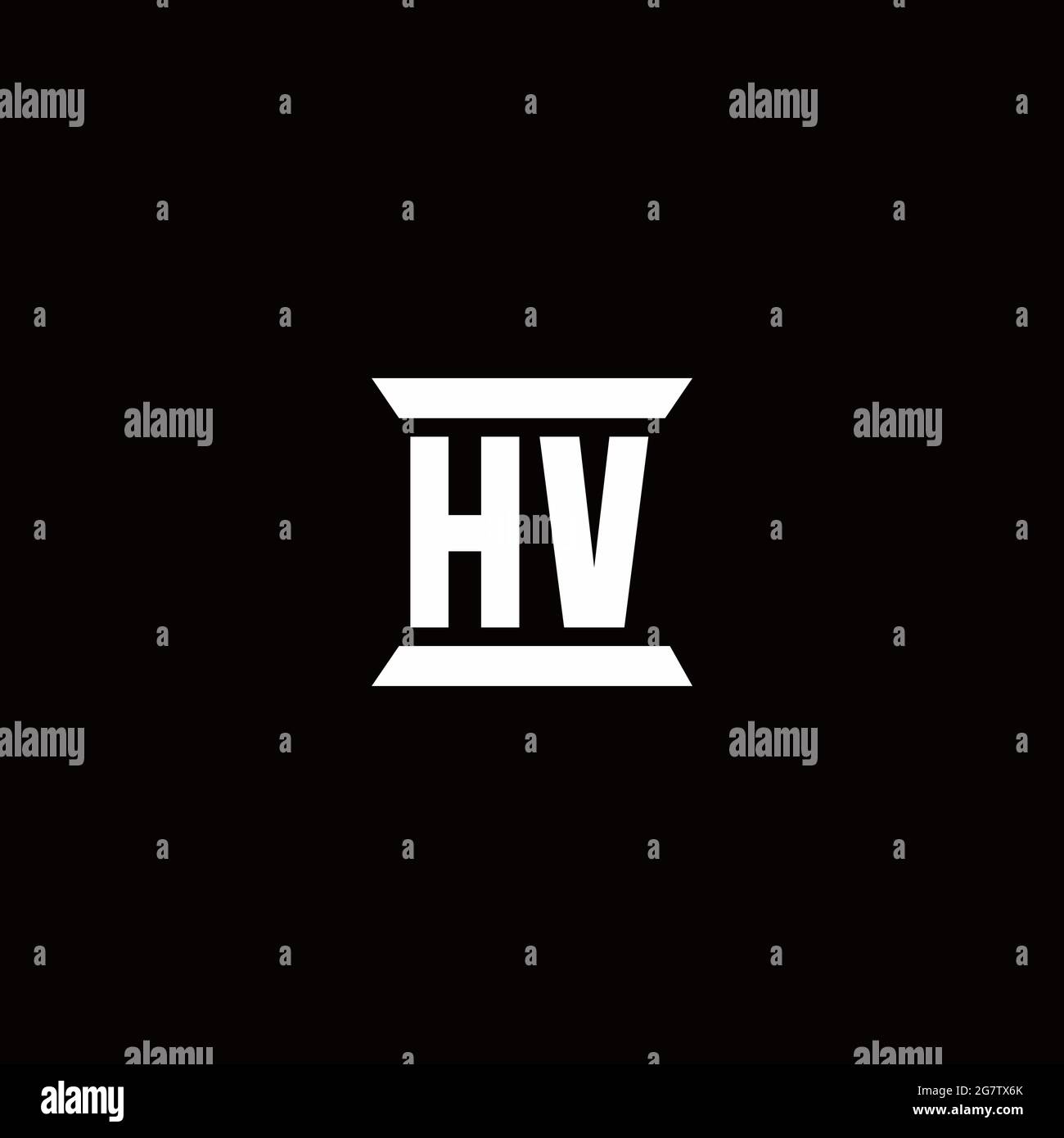 HV-Logo Initial Letter Monogram mit Säule Form Design-Vorlage in schwarzem Hintergrund isoliert Stock Vektor
