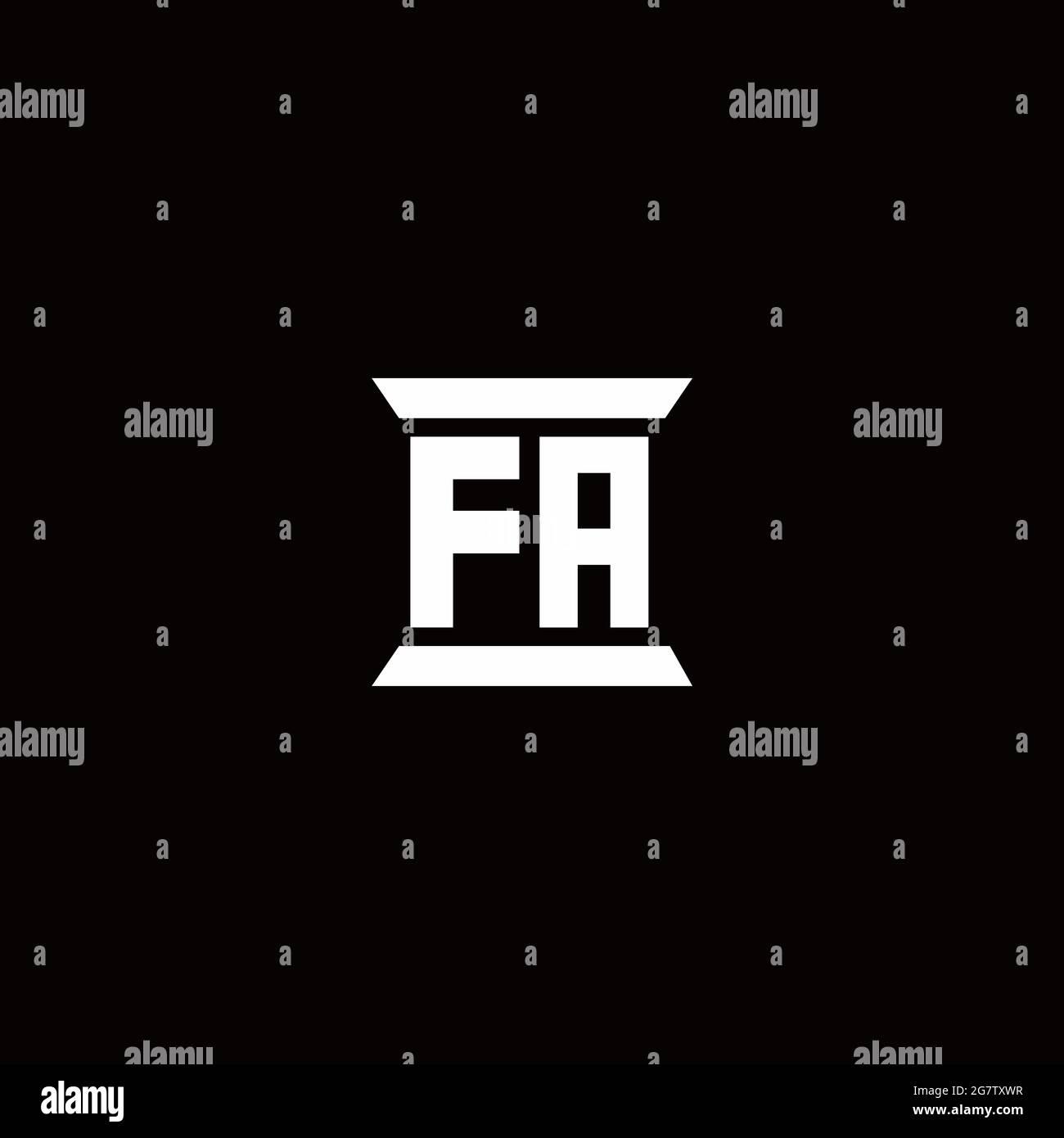FA-Logo Initial Letter Monogramm mit Säule Form Design-Vorlage in schwarzem Hintergrund isoliert Stock Vektor