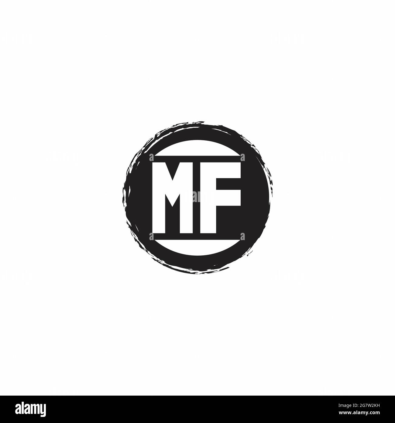 MF Logo Initial Letter Monogram mit abstrakter kreisförmiger Designvorlage isoliert auf weißem Hintergrund Stock Vektor
