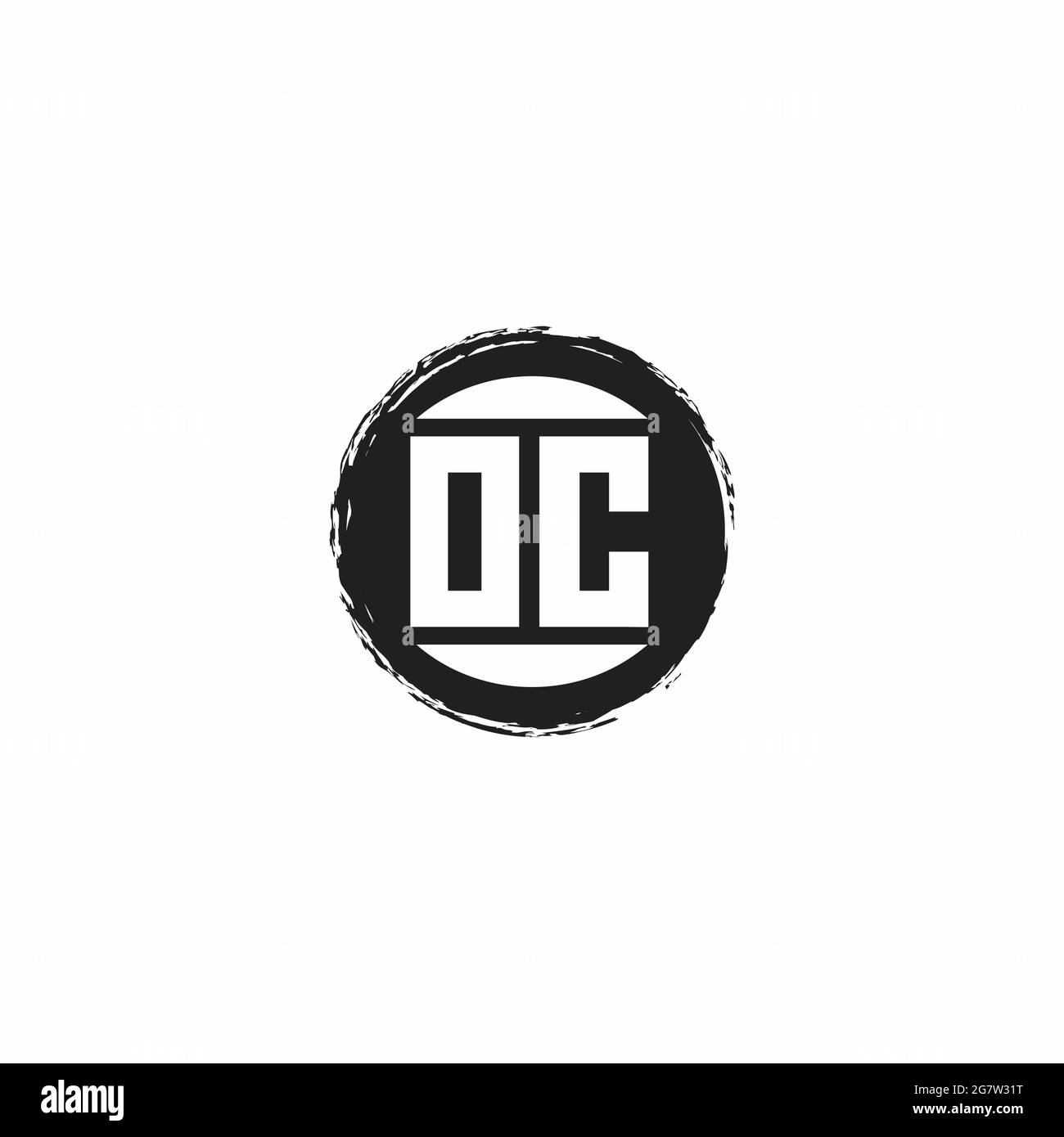 OC Logo Initial Letter Monogram mit abstrakter kreisförmiger Designvorlage isoliert auf weißem Hintergrund Stock Vektor