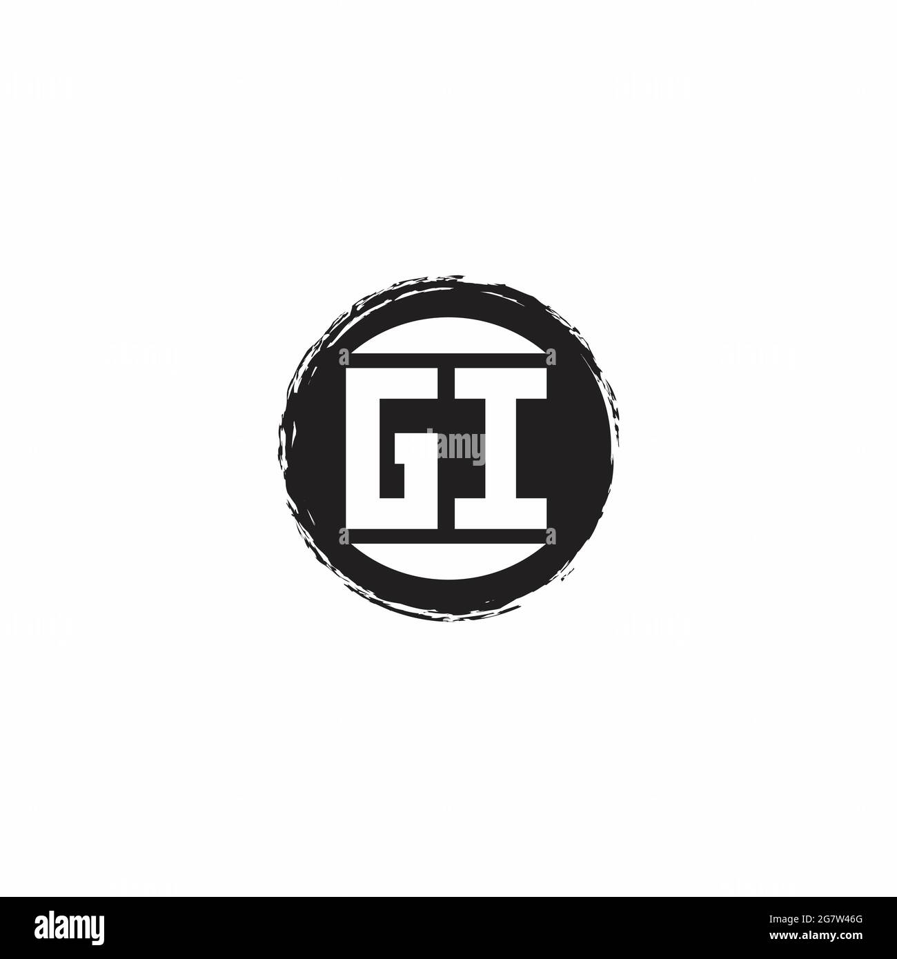 GI Logo Initial Letter Monogram mit abstrakter kreisförmiger Designvorlage isoliert auf weißem Hintergrund Stock Vektor