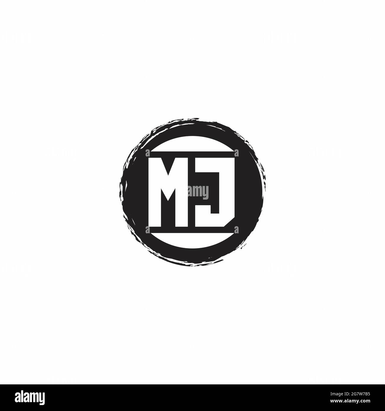 MJ Logo Initial Letter Monogram mit abstrakter kreisförmiger Designvorlage isoliert auf weißem Hintergrund Stock Vektor