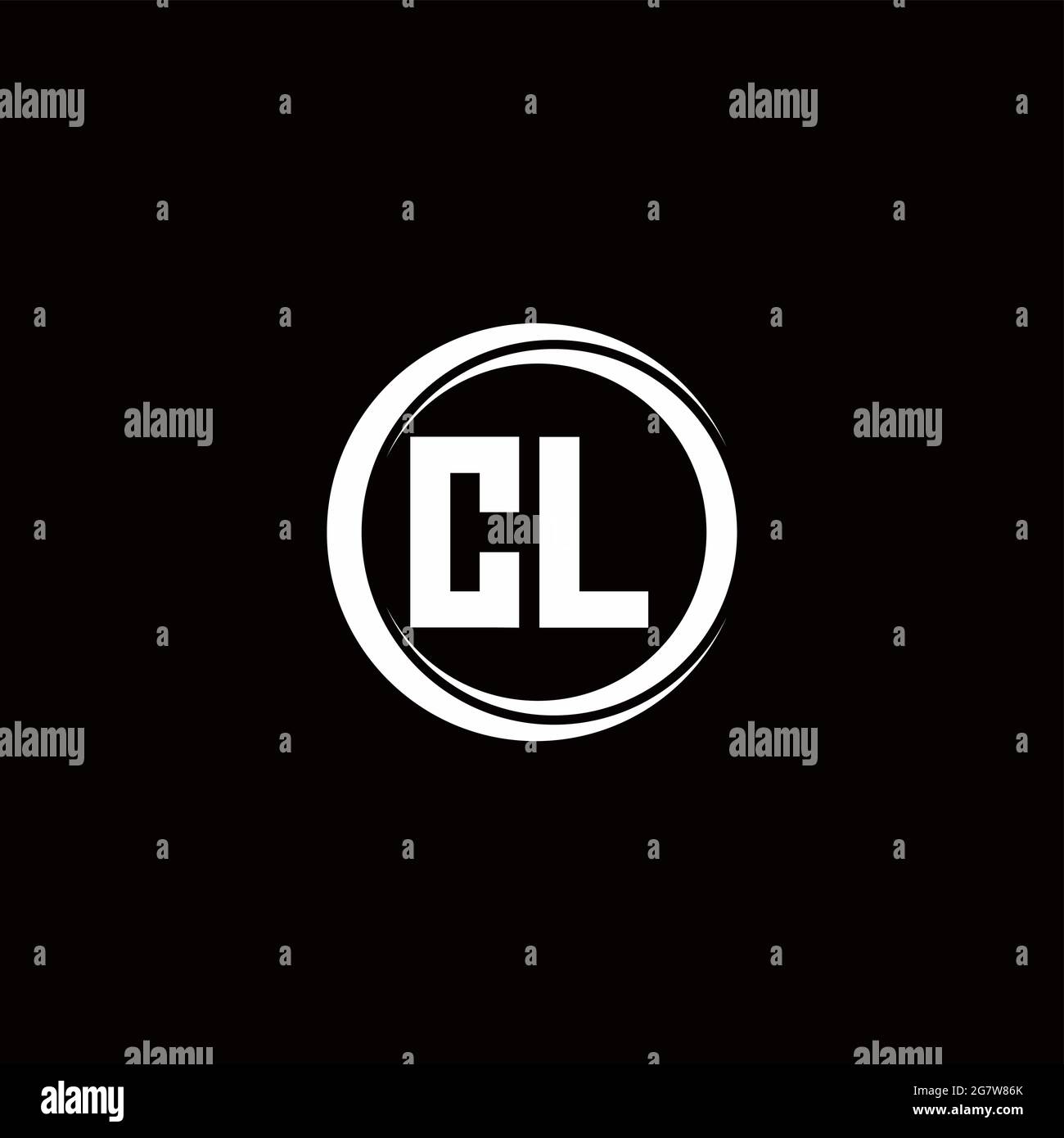 CL Logo Initial Letter Monogramm mit Kreis Scheibe abgerundeten Design-Vorlage isoliert auf schwarzem Hintergrund Stock Vektor