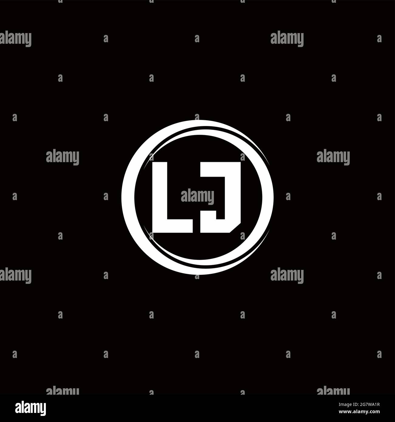 LJ-Logo, Anfangsbuchstabenmonogramm mit kreisförmig abgerundeter Designvorlage, isoliert auf schwarzem Hintergrund Stock Vektor