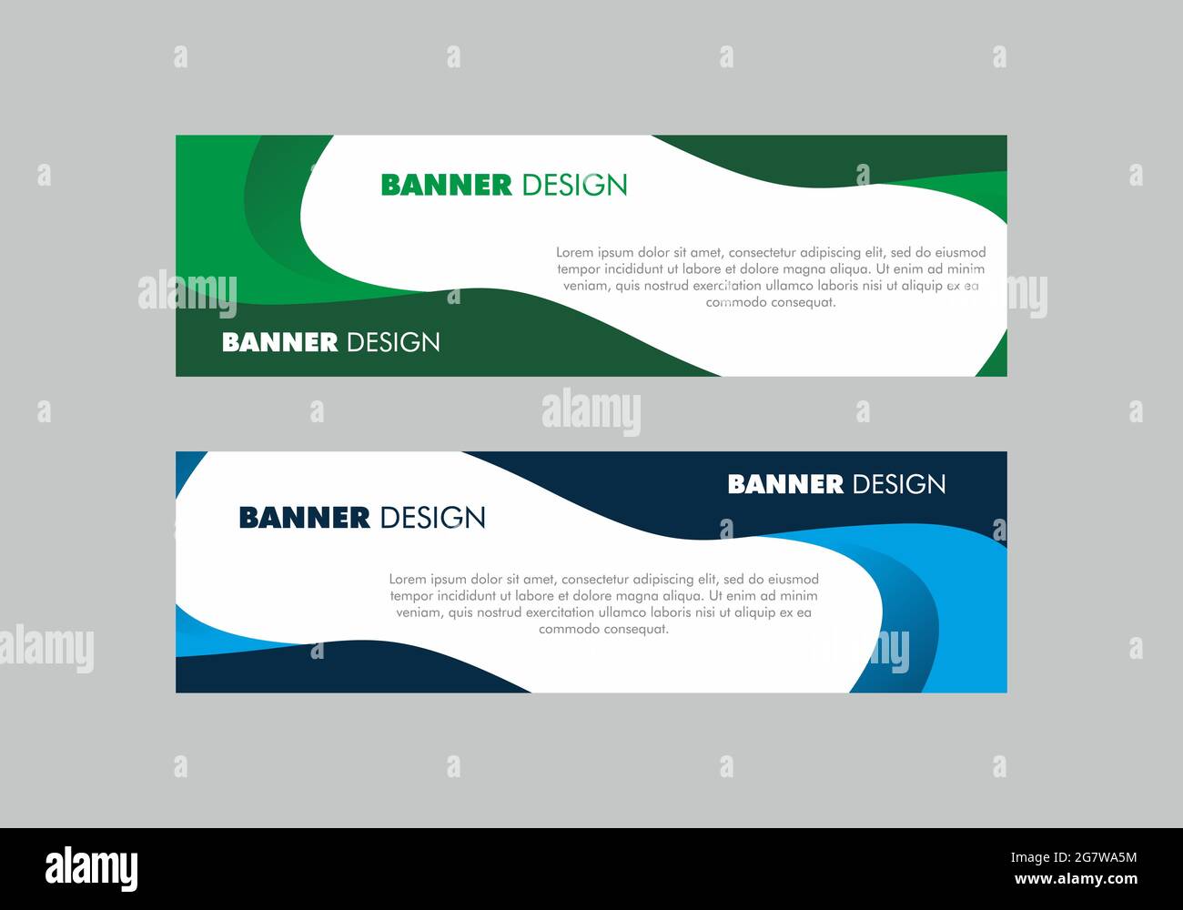 Grüne und blaue Farbe des rechteckigen Banners oder der Kopfzeile  Stock-Vektorgrafik - Alamy