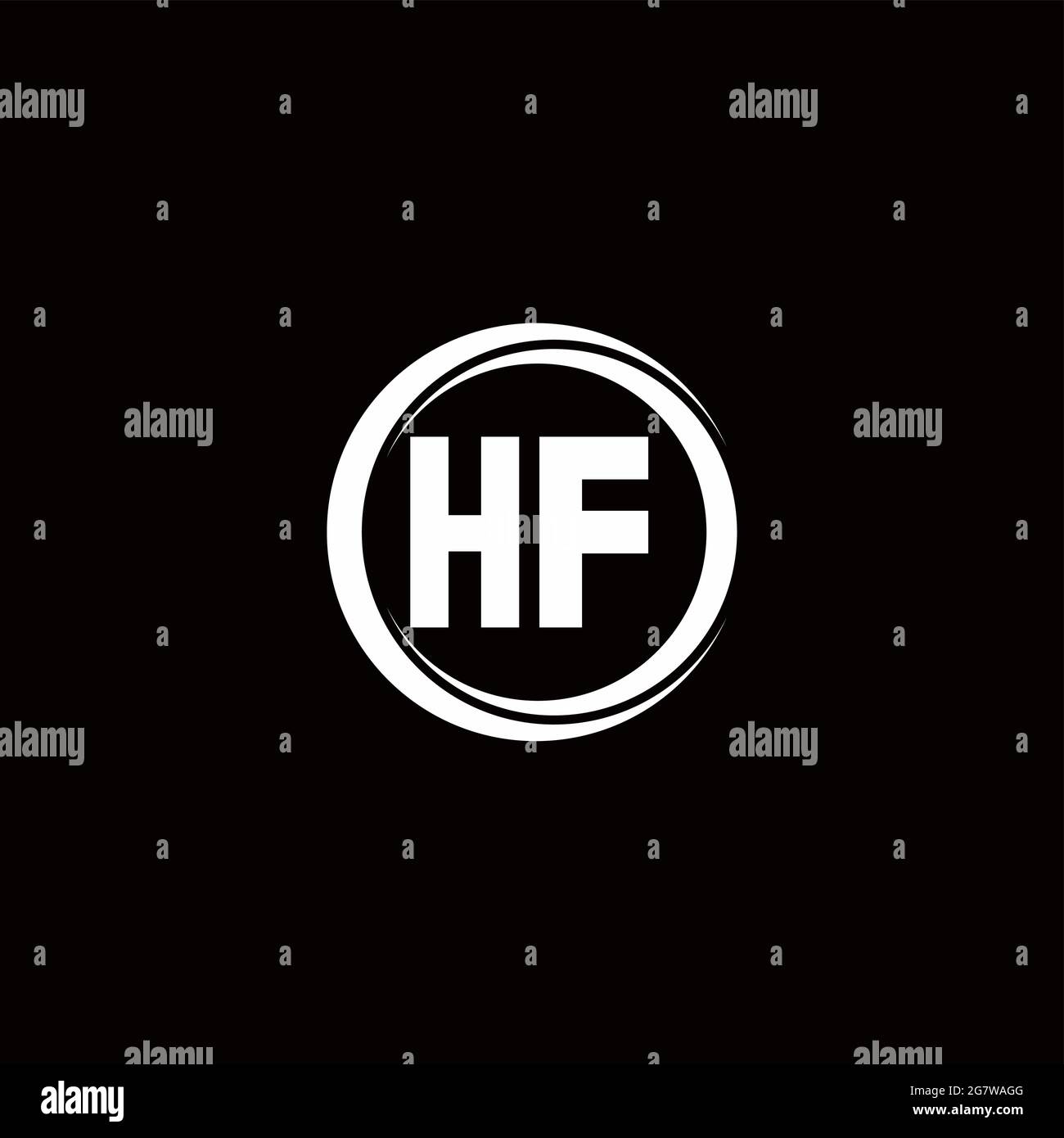 HF-Logo Initial Letter Monogram mit kreisförmig abgerundeter Designvorlage auf schwarzem Hintergrund isoliert Stock Vektor