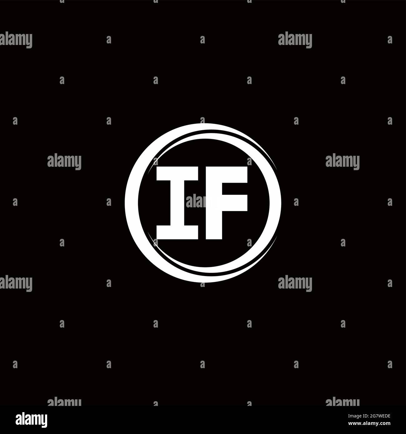 IF Logo Initial Letter Monogram with circle Slice runded Design template isolated in black backgroundIF Logo Initial Letter Monogram with circle slic Stock Vektor
