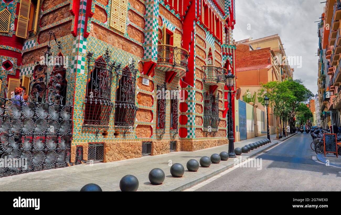 Casa Vicens ist ein Haus in Barcelona, entworfen von Antoni Gaudí, heute ein Museum. Stockfoto