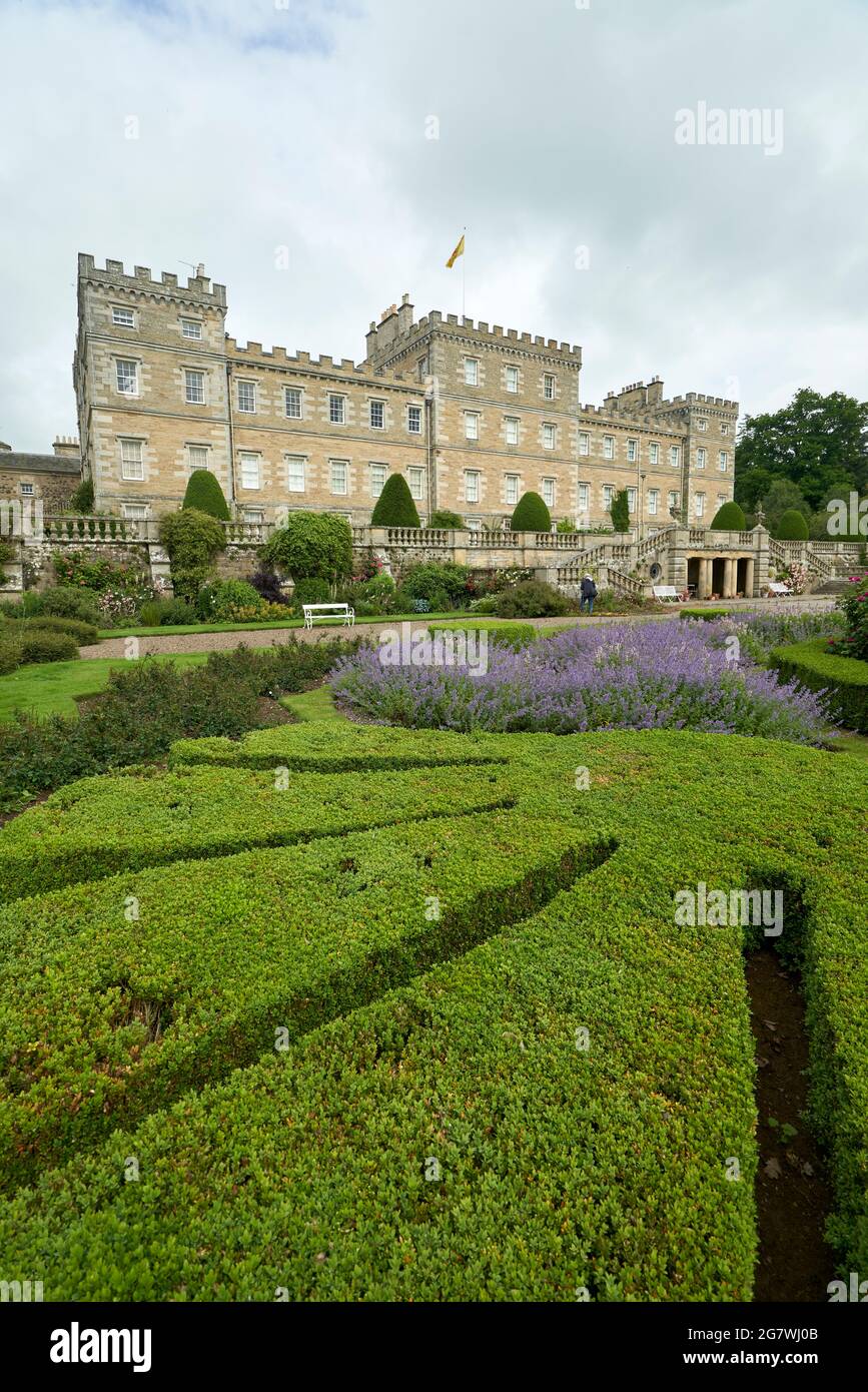 Mellerstain House und Gärten in der Nähe von Gordon in den Scottish Borders. Weithin als ein Meisterwerk von Robert Adam angesehen. Stockfoto