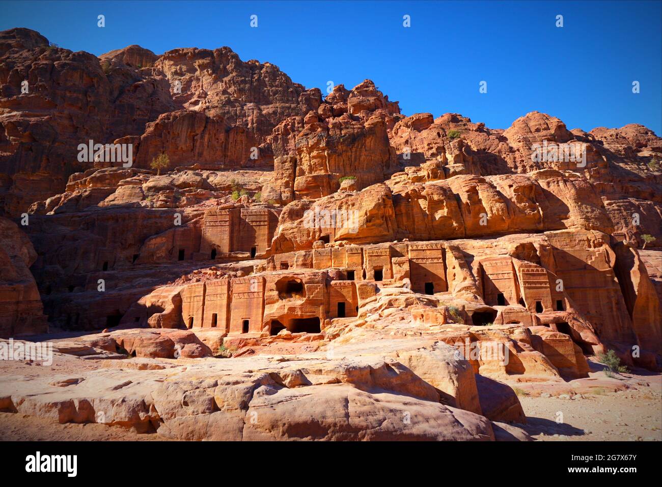 Petra ist ein Symbol Jordaniens und die meistbesuchte Touristenattraktion Jordaniens. Benannt zu einem der Neuen Sieben Weltwunder. Stockfoto