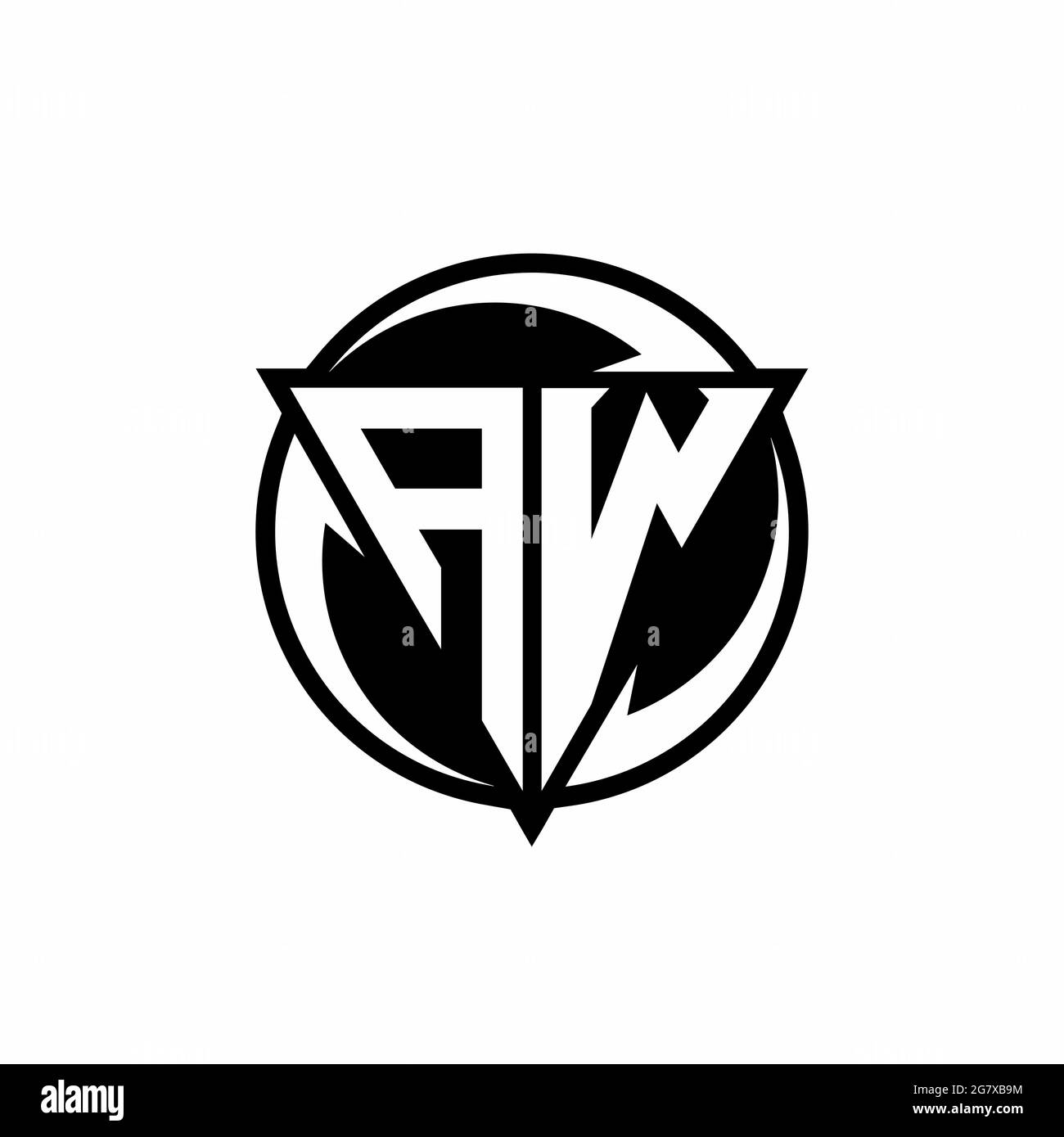 AW-Logo mit dreieckiger Form und runder kreisförmiger Designvorlage, isoliert auf weißem Hintergrund Stock Vektor