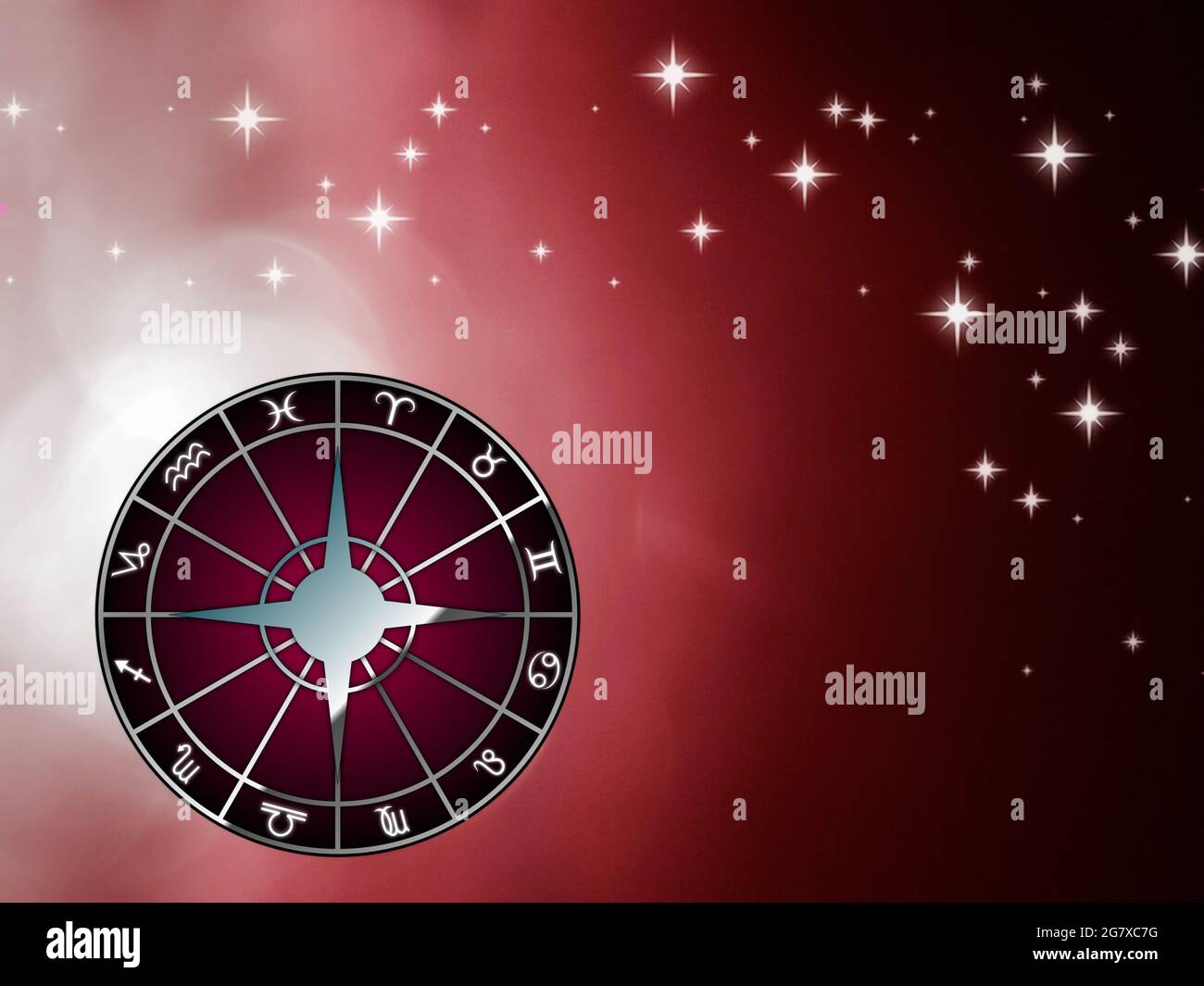 Konzeptioneller Hintergrund mit zodiakalen Zeichen Stockfoto