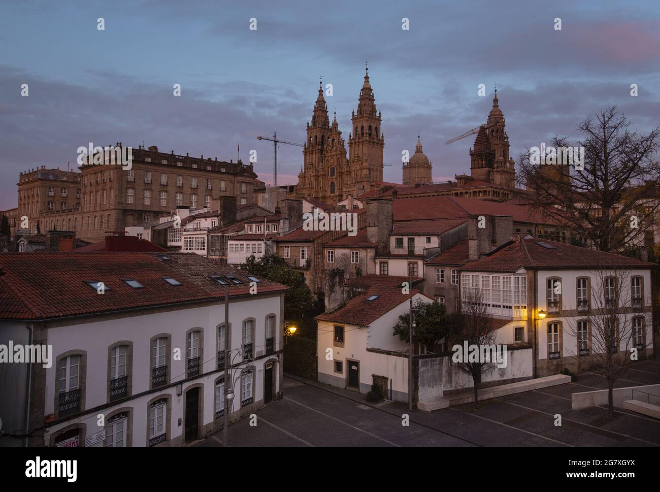 Vista de la catedral de Santiago de Compostela. Stockfoto
