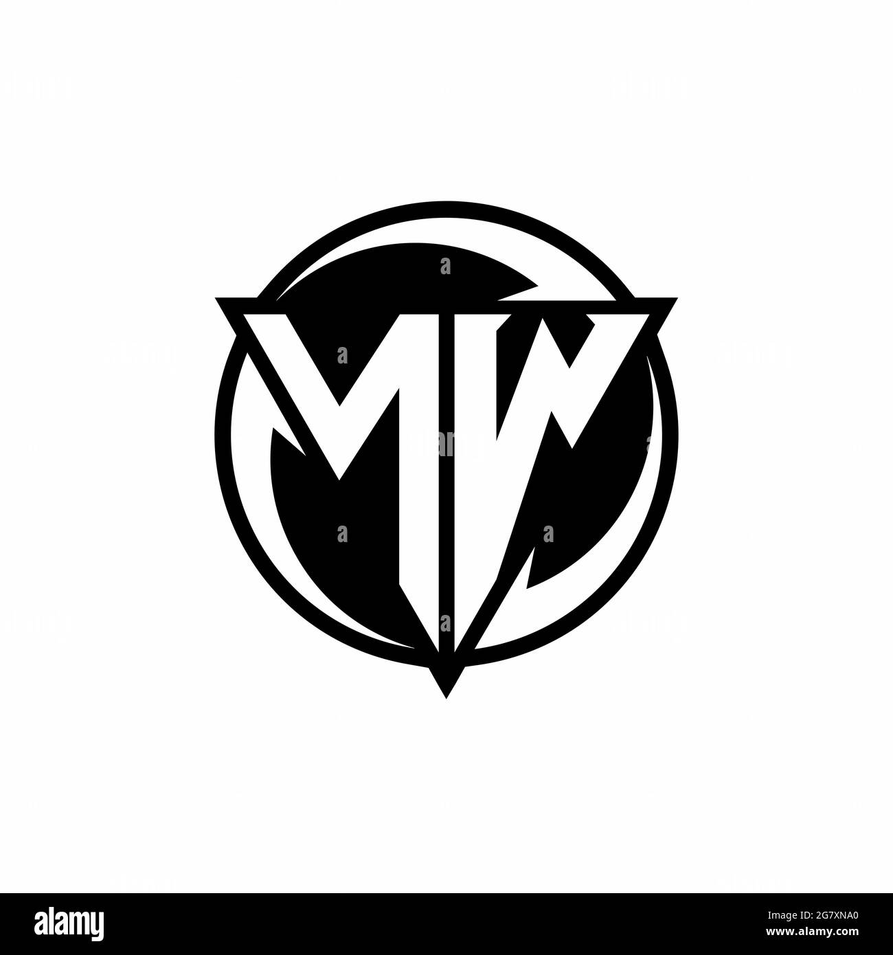 NW-Logo mit dreieckiger Form und runder kreisförmiger Designvorlage, isoliert auf weißem Hintergrund Stock Vektor