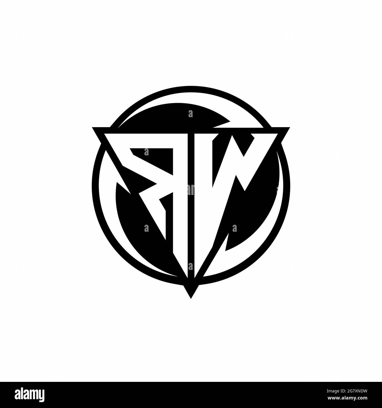 RW-Logo mit dreieckiger Form und runder kreisförmiger Designvorlage isoliert auf weißem Hintergrund Stock Vektor