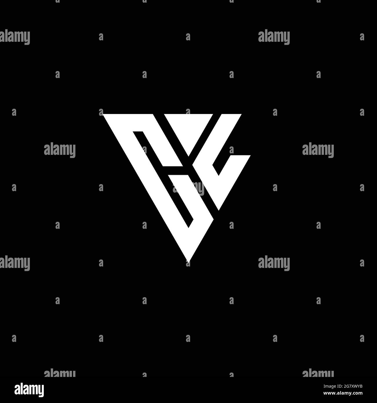 CL Logo Buchstabe Monogramm mit Dreieck-Form Designvorlage isoliert auf schwarzem Hintergrund Stock Vektor