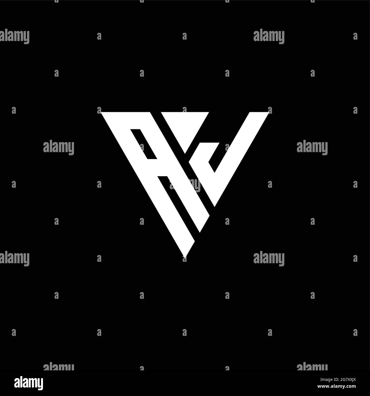 AJ Logo Buchstabe Monogramm mit Dreieck-Form Design-Vorlage isoliert auf schwarzem Hintergrund Stock Vektor