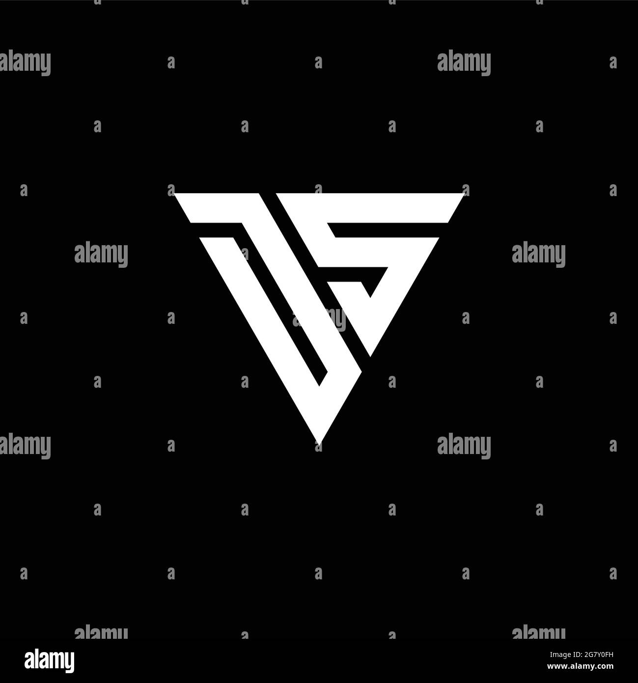 DS-Logo-Monogramm mit dreieckiger Designvorlage auf schwarzem Hintergrund isoliert Stock Vektor