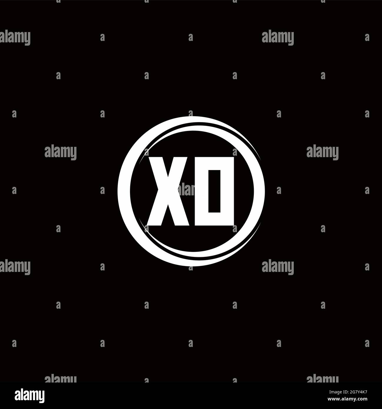 XO-Logo, Anfangsbuchstabenmonogramm mit kreisförmig abgerundeter Designvorlage, isoliert auf schwarzem Hintergrund Stock Vektor
