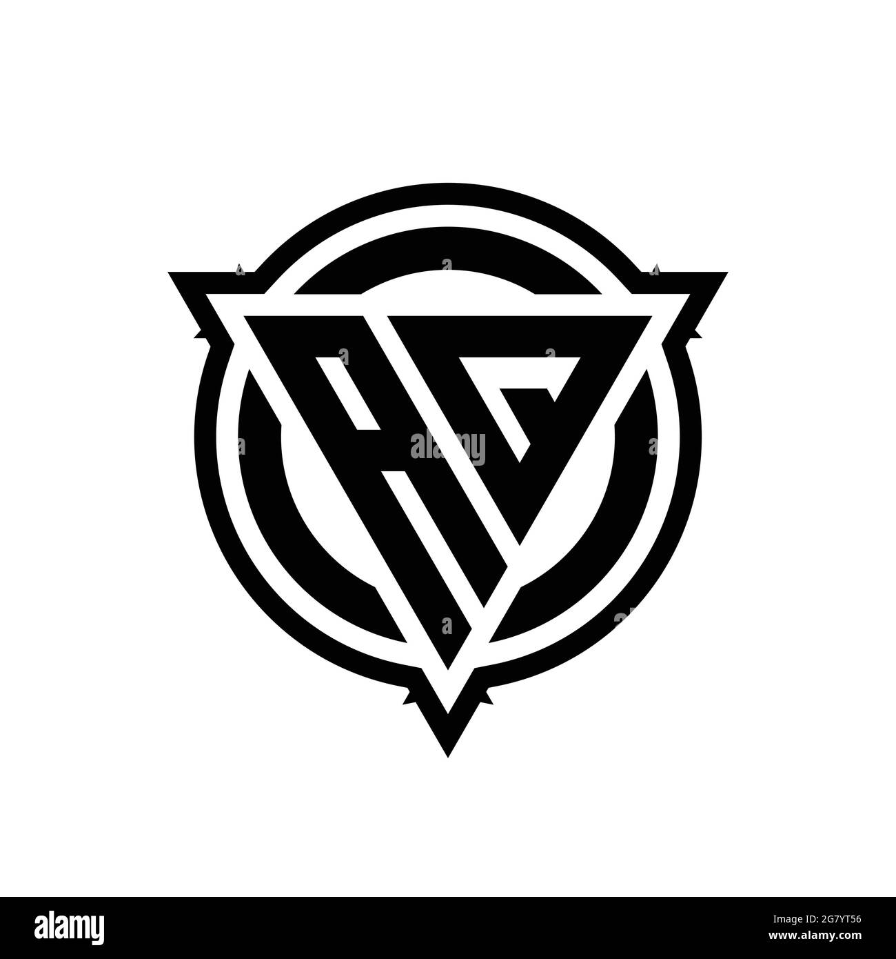AX-Logo mit Dreieck-Form und Kreis mit Umriss abgerundete Design-Vorlage isoliert auf weißem Hintergrund Stock Vektor