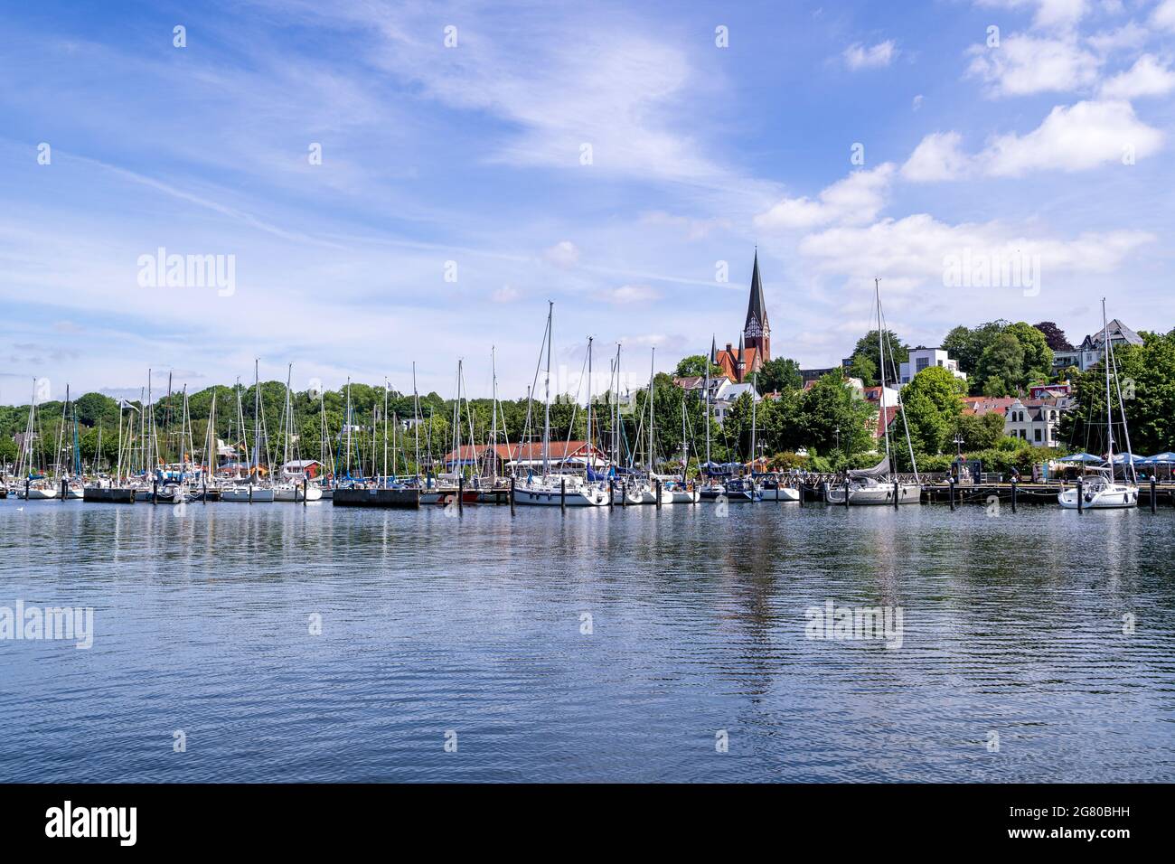 Hafen von Flensburg, Deutschland - Ostufer Stockfoto
