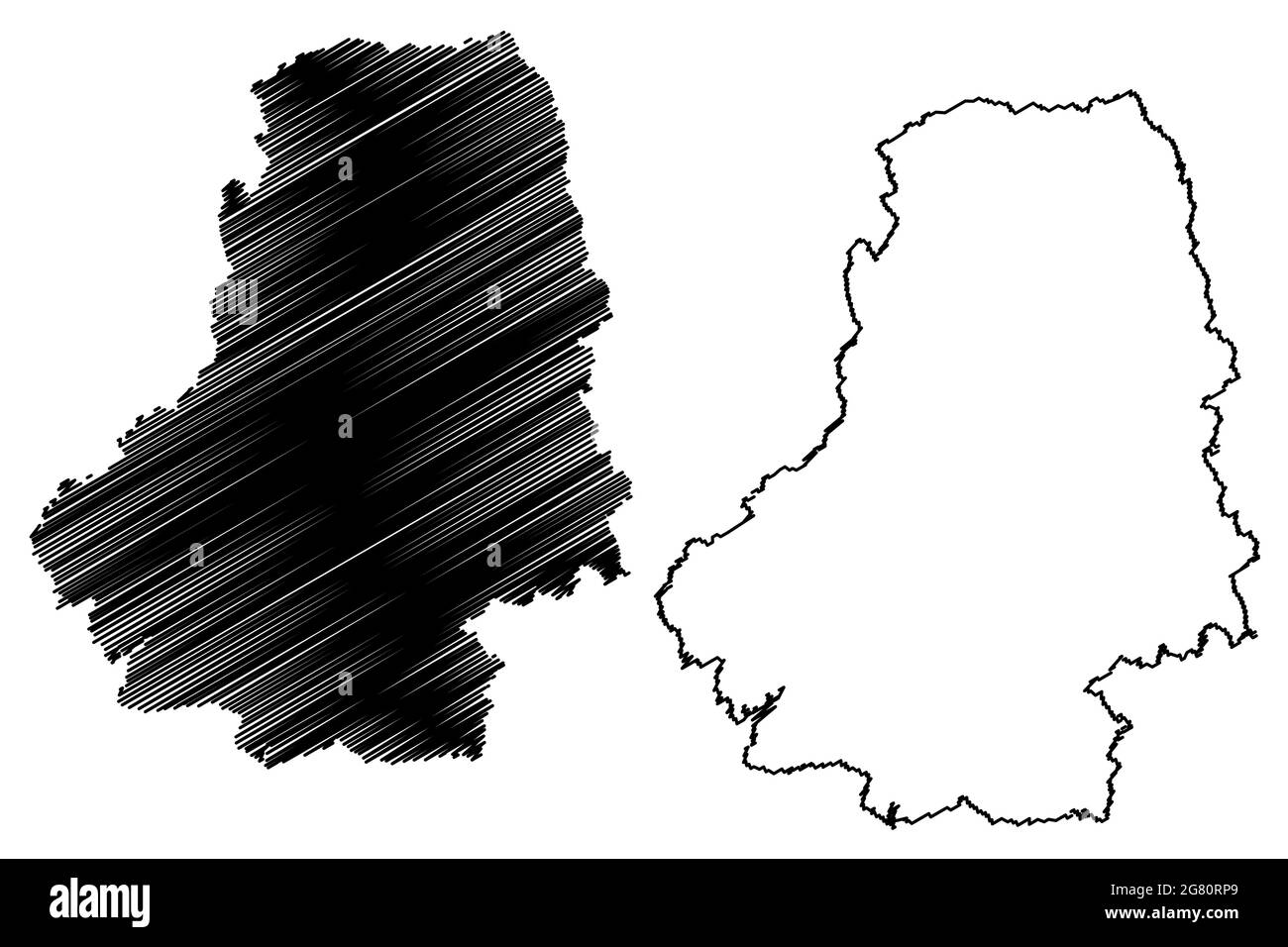 Markischer Bezirk (Bundesrepublik Deutschland, Land Nordrhein-Westfalen, NRW, Region Arnsberg) Kartenvektordarstellung, Scribble Sketch Mark Stock Vektor
