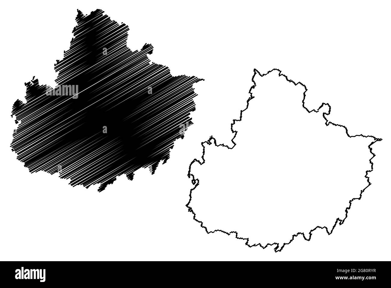 Mecklenburgische Seenplatte (Bundesrepublik Deutschland, Landkreis, Bundesland Mecklenburg-Vorpommern, Vorpommern oder West) Karte vec Stock Vektor