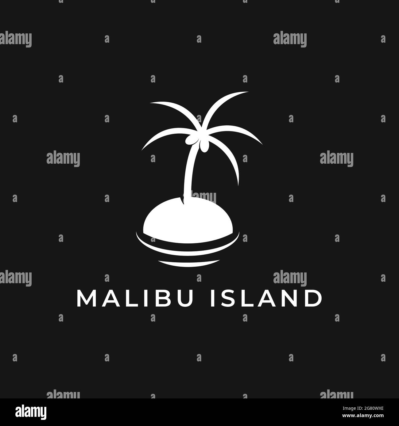 Malibu Beach Thema Vektor Illustration Design mit minimalistischen Silhouette Stil Stock Vektor