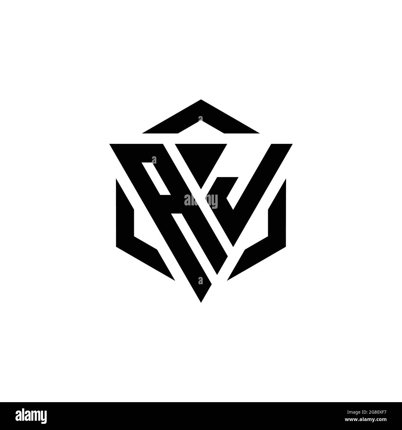 AJ Logo Monogramm mit Dreieck und Sechseck modernes Design Vorlage isoliert auf weißem Hintergrund Stock Vektor