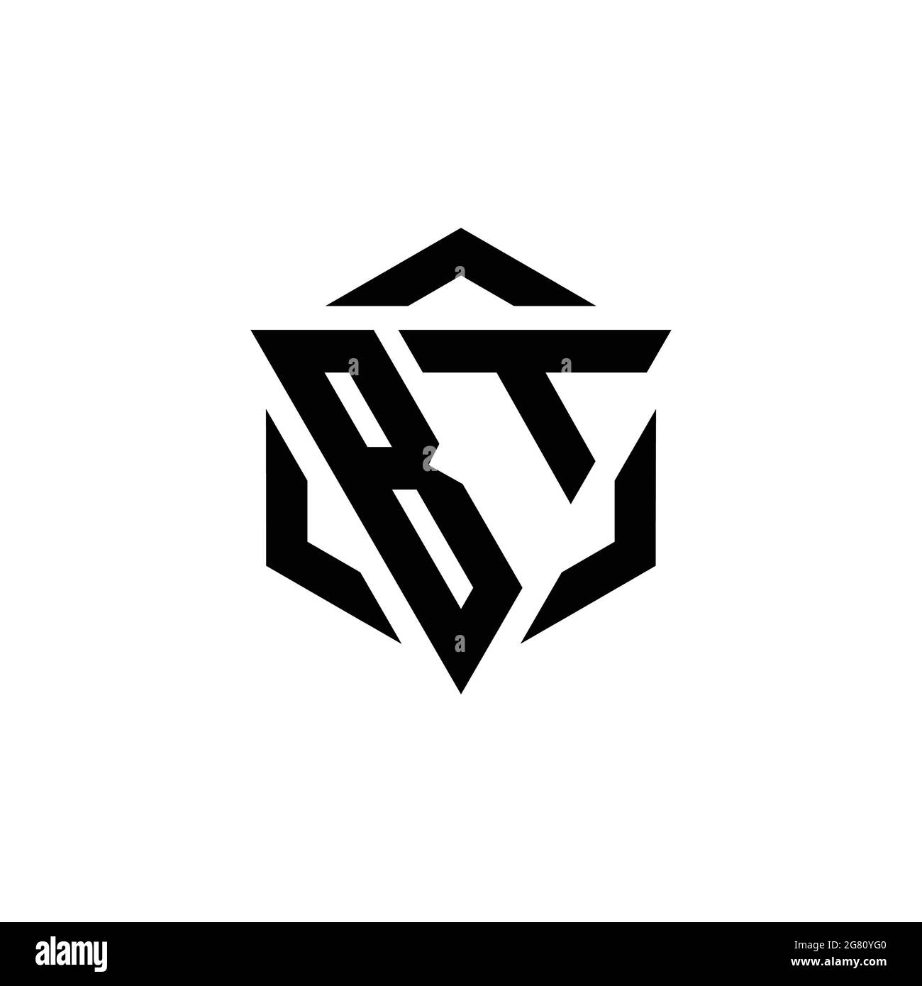 BT Logo Monogramm mit Dreieck und Sechseck modernes Design Vorlage isoliert auf weißem Hintergrund Stock Vektor