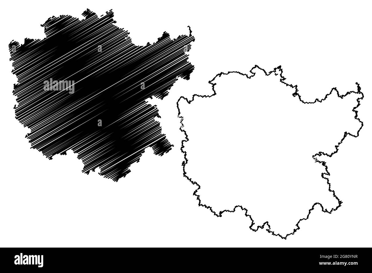 Mittelfranken (Bundesrepublik Deutschland, Verwaltungseinheit, Region Freistaat Bayern) Kartenvektorillustration, Skizze Mitte Stock Vektor