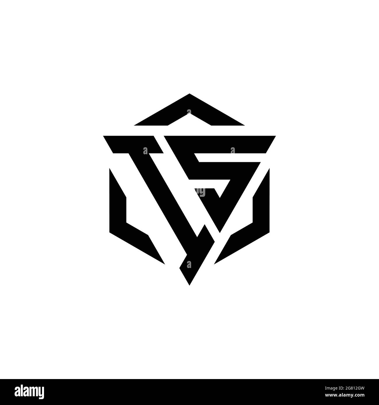 IST Logo-Monogramm mit Dreieck und Sechseck moderne Design-Vorlage isoliert auf weißem Hintergrund Stock Vektor